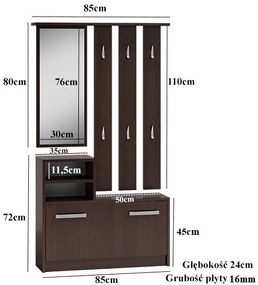 Shannan GAR előszobafal, 85x180x24 cm, tölgy