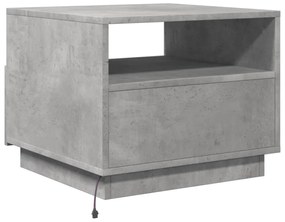 betonszürke dohányzóasztal LED-lámpákkal 50x49x40 cm