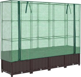 vidaXL rattan megjelenésű magaságyás melegháztakaróval 160x40x138 cm