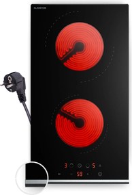 Klarstein Verosteel üvegkerámia főzőlap, Minimalista, nagy teljesítményű, 2 főzőzóna, 3000 W, 30 cm