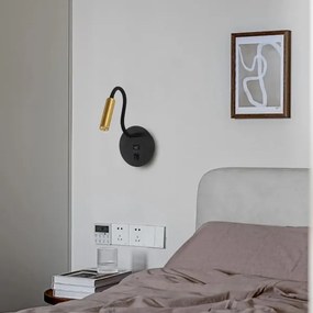 Brilagi -LED Rugalmas fali lámpa USB porttal MAYA LED/3W/230V fekete/arany