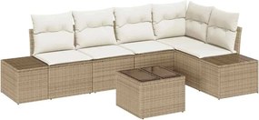 vidaXL Kerti Kanapé Szett 6 pcs Bézs polirattan
