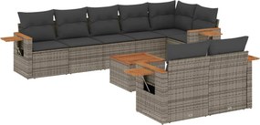 vidaXL 9 részes szürke polyrattan kerti ülőgarnitúra párnákkal