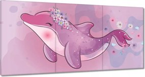 Vászonkép 60x30 Rózsaszín aranyos delfin