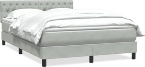 vidaXL világosszürke bársony rugós ágy matraccal 160x220 cm