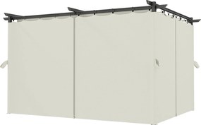 Outsunny Pergola Kert 3 x 4m Kihúzható Csúszó Pavilon Oldalfalakkal, Kerti Sátor, 180g/m² Magas Sűrűségű Poliészter, Napsugár Védő UPF30+, Teraszra, K