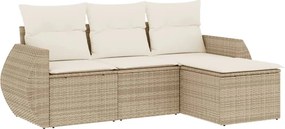 vidaXL 4 részes bézs polyrattan kerti ülőgarnitúra párnákkal