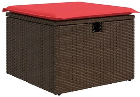 vidaXL barna polyrattan kerti ülőke párnával 55 x 55 x 37 cm