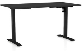 OfficeTech A állítható magasságú asztal, 140 x 80 cm, fekete alap, fekete