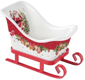 Karácsonyi porcelán szánkó kínáló tál díszdobozban Christmas Memories