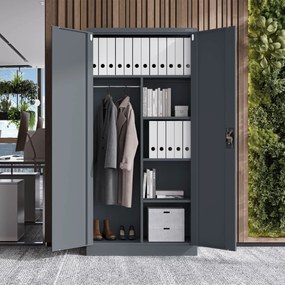 Fém öltözőszekrény DAWID, 900 x 1850 x 450 mm, antracit