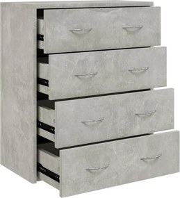 vidaXL betonszürke tálalószekrény 4 fiókkal 60 x 30,5 x 71 cm