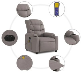 vidaXL tópszínű szövet elektromos dönthető masszázsfotel