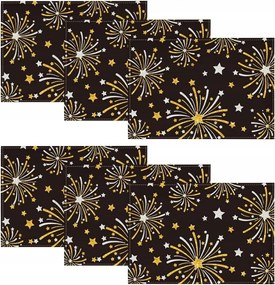 Asztali alátétek, anyagból, mosható, tűzijáték mintával, újévre, 30x45 cm