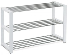83168-12 Depozit modern pentru pantofi cu rafturi cromate în alb
