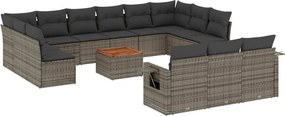 vidaXL 14 részes szürke polyrattan kerti ülőgarnitúra párnákkal