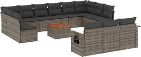 vidaXL 14 részes szürke polyrattan kerti ülőgarnitúra párnákkal
