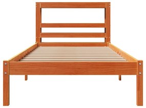 vidaXL viaszbarna tömör fenyőfa ágykeret fejtámlával 90 x 200 cm