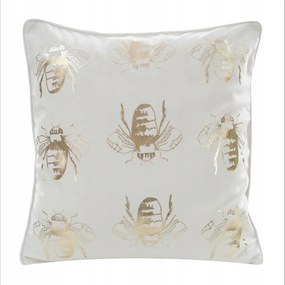 Dekoratív párnahuzat 45x45 fehér arany méhecskék