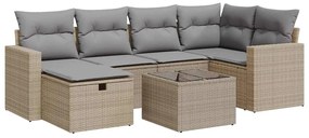 vidaXL 7 részes bézs polyrattan kerti ülőgarnitúra párnákkal