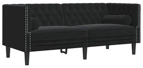 Kanapé Szett 3 pcs Fekete Bársony