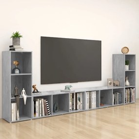 4 db betonszürke szerelt fa TV-szekrény 107 x 35 x 37 cm