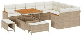 vidaXL Kerti Kanapé Szett párnával tárolóval 12 pcs Bézs Poly Rattan
