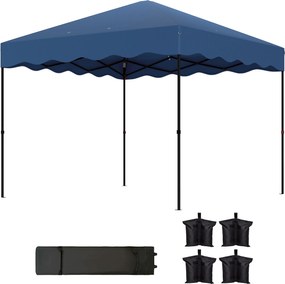 Outsunny Pavilon kb. 3x3m, vízlepergető Stabil Téli Álló Pop-up Összecsukható Sátor UV Védelemmel 50+, Összecsukható Parti Sátor Kert Sátor Görgős Tás