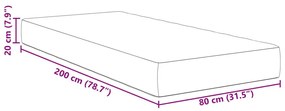 Zsebes Rugós Ágymatrac Sötét Szürke Közepes 80x200x20 cm Szövet