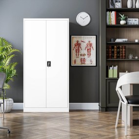 Fehér zárható takarítószekrény DAWID 900 x 1850 x 450 mm