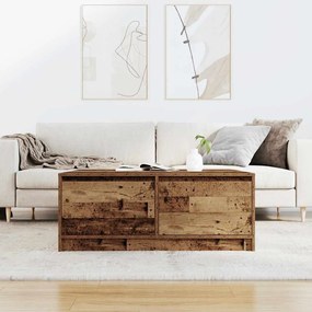 Antik fa dohányzóasztal fiókokkal 100x100x40 cm