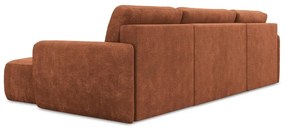 Terrakotta színű zsenília kinyitható-tárolóhelyes sarokkanapé (U alakú) Lilo – Makamii