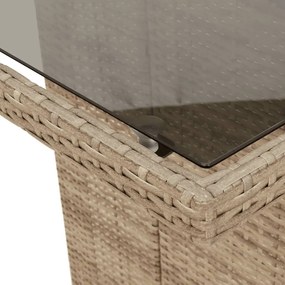 bézs polyrattan üveglapos kerti asztal 190 x 80 x 75 cm
