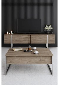 Dohányzóasztal Luxe - Walnut, Silver