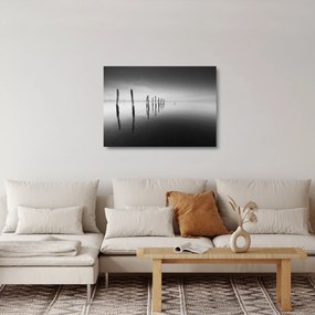 Egy fekete-fehér vízfelszín képe (üvegen) (70x50 cm)