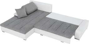 Ülőgarnitúra, műbőr fehér/szövet szürke melír, TONIKS