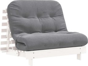 vidaXL fehér tömör fenyőfa futon kanapéágy matraccal 100 x 206 x 11 cm