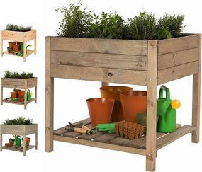 Fa virágágyás láda lábas teraszra gyógynövény virágtartó 78x78cm Eko