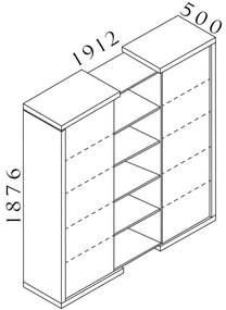 Lineart magas szekrény 191,2 x 50 x 187,6 cm, sötét szilfa / antracit