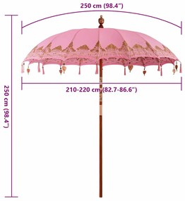 Balinéz Napernyő Rózsaszín (210-220) x 260 cm Pamut és tömör fa