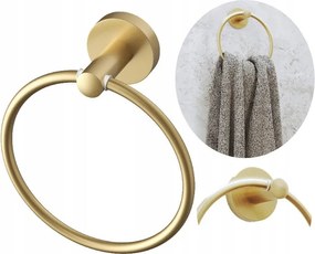 Törölközőtartó akasztó kerek fürdőszoba szálcsiszolt arany Kivo