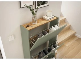 Szürkésbarna billenő ajtós cipőtartó 71x127x22 cm Ameca – Germania