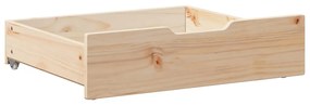 2 db tömör fenyőfa ágy alatti fiók kerekekkel 65 x 55 x 16 cm