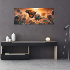 Kép – Pillangó a lenyugvó napban (120x50 cm)