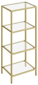 Fürdőszobai tárolópolc 95x40x30 cm, edzett üveg tároló állvány, arany