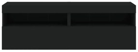 2 db fekete fali TV-szekrény LED-világítással 60x30x40 cm