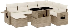 vidaXL 8 részes bézs polyrattan kerti ülőgarnitúra párnával