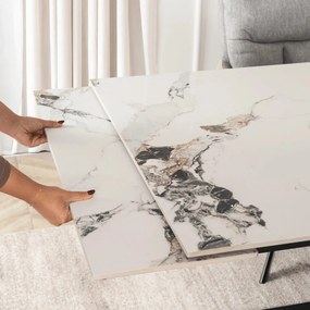 Fehér Márvány/Tölgy Színű Bővíthető Étkezőasztal. REX 2 180-240 cm