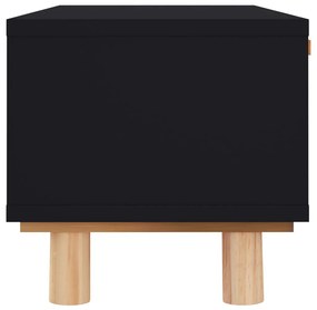 Fekete szerelt fa és tömör fenyőfa dohányzóasztal 80x40x30 cm