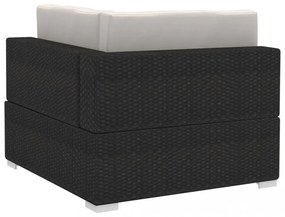 4-részes fekete polyrattan kerti kanapészett párnákkal
